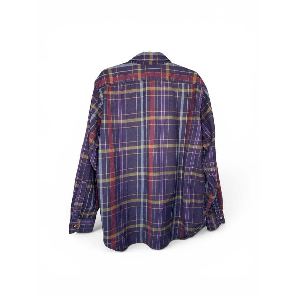 Vintage LOBO Pendleton XL Plaid Button Down Shirt Cotton Wool USA Navy Purple - Picture 2 of 8